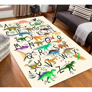 Dinosaur <b>Alphabet</b> Rug: 3D <b>Printed</b> Kids Nursery Decor,With Pile Soft Rug - Product Image 3