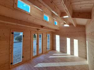 <span class=keywords><strong>Casa</strong></span> de Troncos Estilo Cabaña Rústica de Madera de 15m² con Solárium - Product Image 2