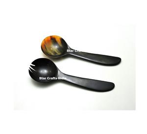 Nouveauté, service à salade en corne de style classique, poli, cadeau de mariage, accessoires et gadgets de cuisine pour les fêtes - Product Image 1