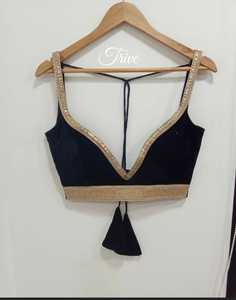 เสื้อส่าหรีแขนกุดผ้ากำมะหยี่ปักลายสำหรับสาวๆ - Product Image 3