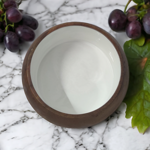 Esmalte blanco, Marrón Natural, artesanías artesanales, frutero para comida, aperitivos, exhibición, mango, madera, mesa, vajilla, Material de resina - Product Image 3