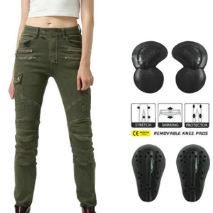 Pantalon de course de moto pour femme avec protection certifiée CE Pantalon de course de moto en denim délavé à l'acide élégant pour le cavalier - Product Image 6