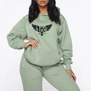 Logo avant en polaire imprimé par sublimation personnalisée pour femmes respirant léger écologique 2 pièces pantalon de survêtement ensemble de sweat-shirt pour - Product Image 1