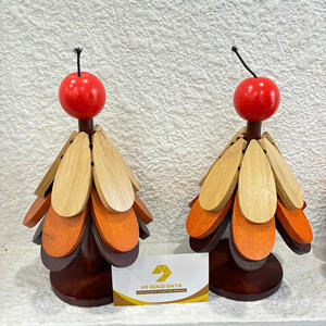 Ensemble de dessous-de-plat en bois pour arbre de Noël, fait à la main, 3 couches, résistant à la chaleur, écologique, taille 25 cm, noyer - Product Image 4