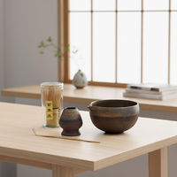 Ensemble de matcha en céramique de qualité supérieure 3460884Set, nouveau design style Japandi, résistant à la chaleur, avec fouet et cuillère pour un usage quotidien