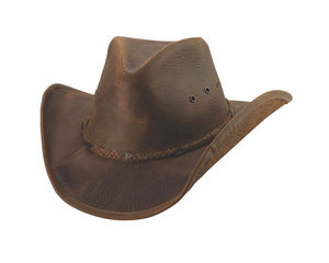 Sombrero de vaquero occidental de cuero de grano de bloque impreso al por mayor para hombres y mujeres, sombrero de cuero con ala y Correa a la moda con logotipo personalizado - Product Image 6