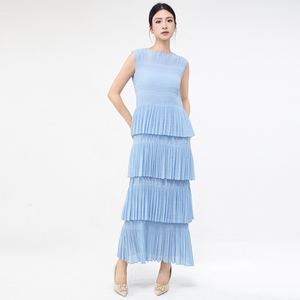 High Quality Women Fashion <strong>Dress</strong> Design Summer Ruffle Sleeveless Solid Color Party <strong>Dress</strong> - Product Image 6