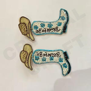 Vintage Multi-Heart Beaded Dangle Earrings for Women Orange White Blue Colour Patriotic Memorial Day <b>Wedding</b> Occasion Fashion - Product Image 6