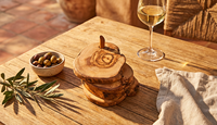 Sous-verres écologiques en bois d'olivier, supports pour ustensiles de cuisine, tapis de table, utilisation sur table, InterCraft ONC12, design moderne, logo personnalisé, naturel