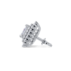 Boucles d'oreilles clous en diamant taille princesse 1,58 carat avec double halo, en or jaune, blanc et rose 14K plaqué rhodium, à visser - Product Image 3