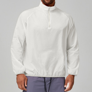 Veste coupe-vent légère en toile imperméable à col montant et capuche pour homme, 100% coton - Product Image 5