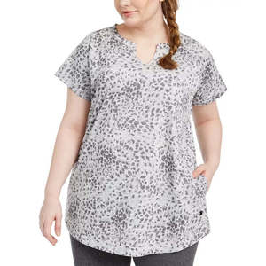 Tunica Elegante Casual da Donna Ideology, Stampata e Traspirante, Lunghezza Maxi, Grigio Tinta Unita, Taglia 2X - Ideale per Feste e Celebrazioni - Product Image 1