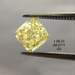 Coussin 1.06 carats coupe 100% naturel fantaisie couleur jaune clair VVS1 clarté IGI Lab certifié vrais diamants à bas prix OEM ODM - Product Image 1