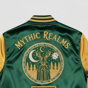 Veste de baseball universitaire personnalisée avec logo brodé en chenille satinée sur le devant, style streetwear pour hommes, écologique et respirante, vente en gros - Product Image 5