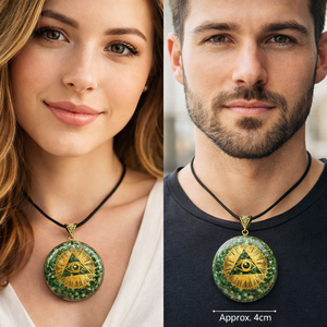 Handmade Natural Green <b>Jade</b> Pendant <b>Necklace</b> Bulk Orgone Crystal Jewelry Gold Engraved Eye Symbol Eco-Friendly 4-5cm <b>Men</b> Women - Product Image 4