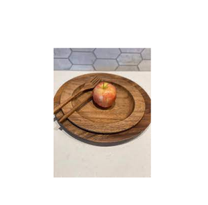 Assiettes de chargeur de conception de Grain de bois, assiettes de dîner et ustensiles de cuisine et restaurants avec brillant poli - Product Image 6
