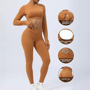 Ensemble de fitness yoga pour femmes de qualité supérieure personnalisable avec meilleur prix bas quantité minimale de commande short grande taille logo personnalisable pour une utilisation en salle de sport - Product Image 6
