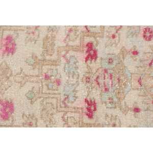 Alfombra Vintage de Lana Turca Abstracta Rosa de 2.7x10.6 pies - Product Image 5