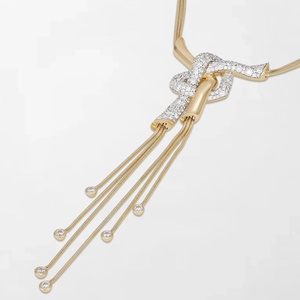 Chaîne en or jaune 18 carats avec diamants ronds de laboratoire de 2,56 carats en forme de nœud d'amour, qualité GH-VS, pour mariage, fiançailles et occasions spéciales. - Product Image 2