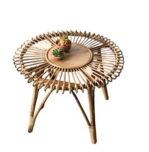 Outdoor Natural New Model Best Design 2024 Natural Rattan Wicker Tea <b>Table</b> for Living Room, Hotel, Restaurant, Handmade - Product Image 5