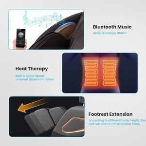 Sillón de Masaje de Cuerpo Completo con Riel Flexible, Gravedad Cero, Altavoz Bluetooth, Bolsas de Aire, Calefacción, Confort y Alivio del Estrés - Product Image 6