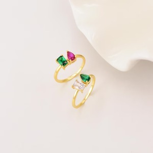 แหวนทอง14k ประดับอัญมณีคู่รักสั่งทำสำหรับงานครบรอบวันแม่ชุบโรเดียมสำหรับงานเลี้ยง - Product Image 2