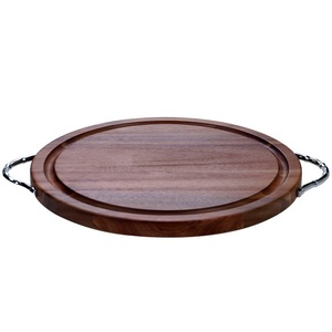 Vente en gros Plateau de service rond en bois d'acacia naturel fait à la main sans danger pour la maison Cuisine bas quantité minimale de commande pour occasions de mariage Plats et assiettes - Product Image 6