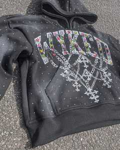 Streetwear d'hiver vintage délavé à l'acide, pull à capuche en polaire Boxy, design personnalisé, impression DTG, coton lourd avec strass - Product Image 2