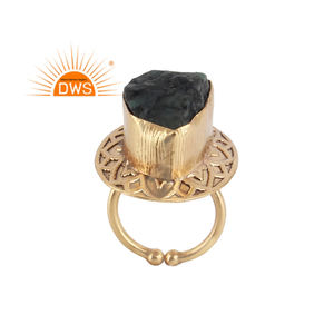 Anillo de plata de primera ley y Esmeralda para mujer, sortija, plata esterlina 18k, oro de 18 quilates, piedra natural rugosa, joya fina, hecho a mano - Product Image 1
