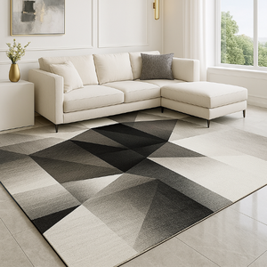 Tapis en flanelle abstraite antidérapant élégant contemporain Shufu, entretien réduit, anti-allergique, polyester, moderne, fabrication mécanique - Product Image 1