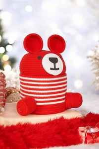 <b>Teddy</b> Shaped Baby Nursery Hamper Woven Cotton Rope Toy Basket with Handles <b>for</b> Kids Room <b>Storage</b> - Product Image 2