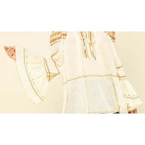 Camicetta Ricamata Talia da Donna Free People, Bianca Taglia XS, Top in Lino e Seta con Decorazioni in Pizzo per Primavera/Estate e Occasioni da Ufficio - Product Image 3