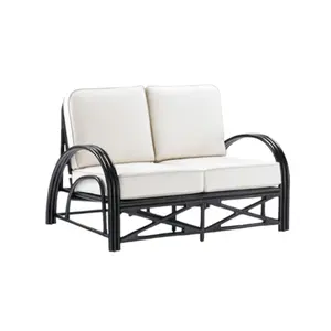 Yüksek kaliteli Rattan kanepe kolları ve yumuşak yastıkları ile iki koltuk lüks modern oturma odası mobilya el yapımı endonezya