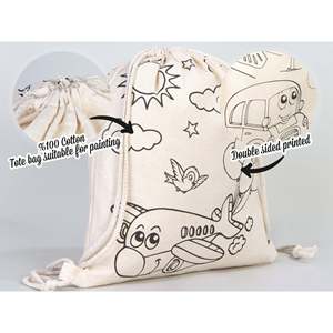 Kids Casual <b>Large</b> Drawstring Bag with Cartoon Car Design Washable Oxford Lining for <b>School</b>-No Pencil Included - Product Image 6