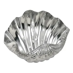 Bol en métal artisanal élégant pour la décoration de vente au détail aux États-Unis, exportation, poignées texturées, bol à fruits élégant, large, plaqué, sûr, Zahid Exports - Product Image 2