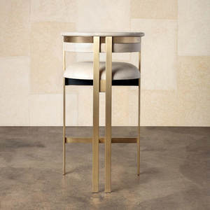 Taburete de <span class=keywords><strong>Bar</strong></span> de Diseño Italiano de Lujo, Moderno, de Cuero Sintético Blanco, con Base de Metal Dorado, para Comedor o Restaurante - Product Image 6