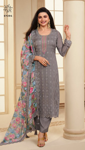 Latest Designer Pure Organza Embroidery Work <b>Kurti</b> Set by Fab Zone for Special Occasions - Product Image 5