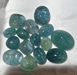 พลอยสีฟ้าขัดเงาเรียบสีฟ้าพลอยอะความารีนแบบหลวม - Product Image 2