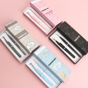 Juego de Pinzas de Precisión de Acero Inoxidable de Cinco Piezas al por Mayor OEM, Pinzas para Pestañas, Pinzas de Aislamiento de Volumen de Fibra, Logotipo Personalizado - Product Image 2