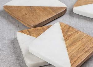 Dessous de verre modernes en marbre à double ombrage Forme carrée Pierre Tapis agréable pour table Tasse à thé-pour la maison et la cuisine - Product Image 6