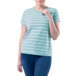 Ropa Deportiva de calidad Premium para mujer, camisetas de manga corta con cuello redondo, de nuevo estilo camiseta a rayas, ropa de gimnasio - Product Image 1