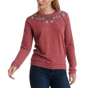 Felpa Rossa da Donna Lucky Brand Taglia XS con Collana Ricamata in Tessuto Traspirante Lavorato a Maglia - Product Image 1