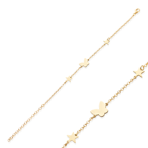 Pulsera con Dijes de Diseño de Mariposa de Forma Simple, Chapada en Rodio, Moderna para Mujer, Turca, Hecha a Mano, de Plata de Ley 925 - Product Image 1
