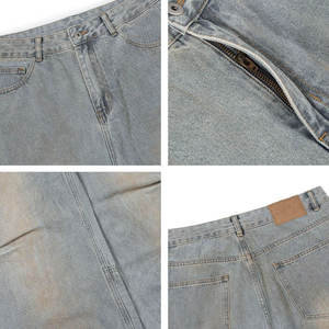 Pantalones vaqueros lavados al por mayor kivotech, pantalones vaqueros holgados de alta calidad para hombre y mujer - Product Image 5