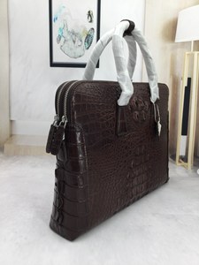 Porte-documents pour homme en cuir de crocodile 100%, sac pour ordinateur portable de luxe fait main, sac de bureau en cuir de crocodile brun de qualité supérieure - Product Image 3