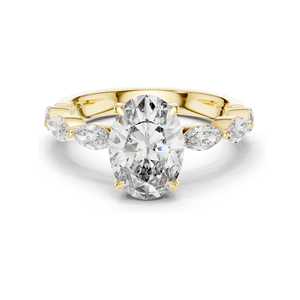 Anillo de Diamantes de Laboratorio con Corte Ovalado de 1.0 CT para Mujer, Claridad VVS-VS EF, Oro de 18KT, 14KT, 10KT y Plata 925, Oro Rosa, Amarillo - Product Image 1