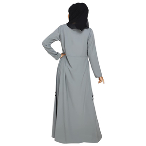 Abaya à capuche en crêpe de chiffon sans repassage Lm013 avec hijab intégré, poches, robe musulmane mignonne, modeste, respirante, simple, style A, pour femmes - Product Image 4