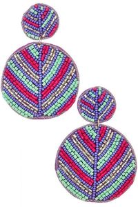 Belle broderie perlée à la main Belle boucle d'oreille coeur dans un nouveau design multicolore à la mode fantaisie pour les femmes - Product Image 4