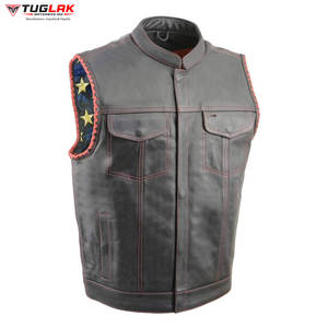 Stylish Breathable <b>Men's</b> Motorbike <b>Vest</b> Good Quality Canvas <b>Leather</b> Casual Winter Biker <b>Vest</b> - Product Image 1