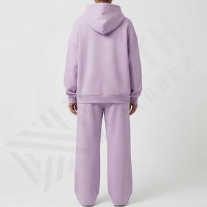 Conjunto Deportivo de Dos Piezas para Mujer, 100% Algodón, Felpa Técnica, Alta Calidad, Casual, Holgado, Suave, Cálido, Ropa Deportiva de Invierno, Color Personalizado - Product Image 1